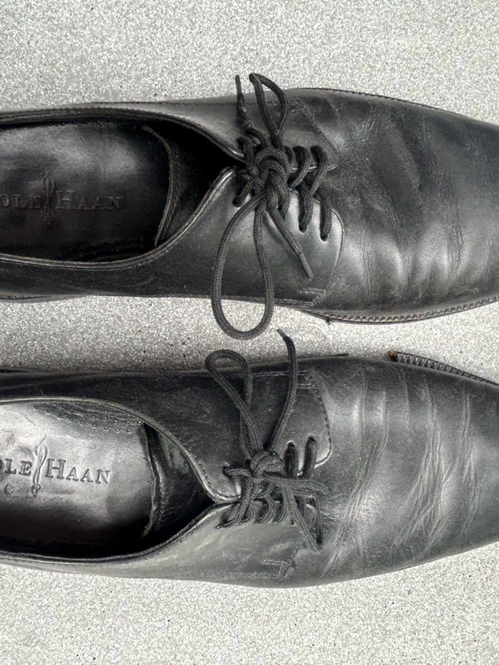 Cole Haan Black Leather Lace-Up Oxfords